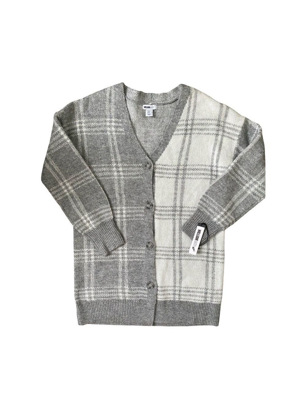William Rast Plaid V-Neck Button Front Cardigan Sweater NWT Size M